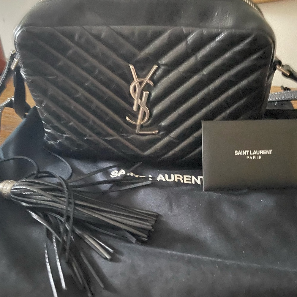 Saint Laurent Lou Quilted Black Leather Camera Bag New